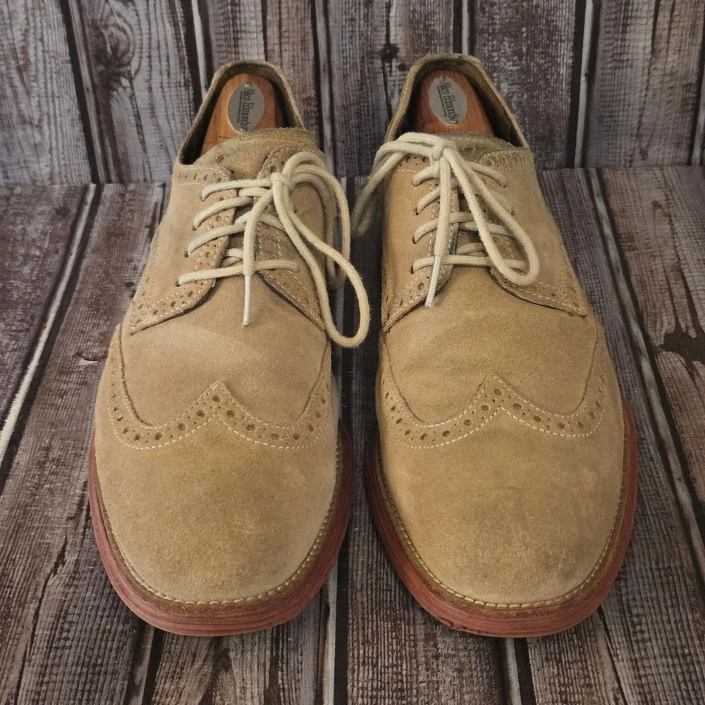 Sz 11 M Mens Cole Haan Lunargrand Tan Suede Wingtip Oxford Shoes C10228
